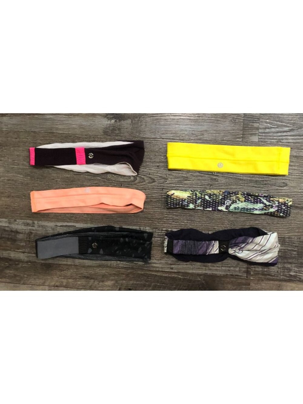 Lululemon Athletic Work Out Head Band Lot of 6 Pink Black Yellow One Size
